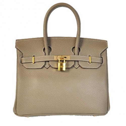 Hermes Birkin 25CM Tote Borse Togo in pelle grigio scuro Godlen