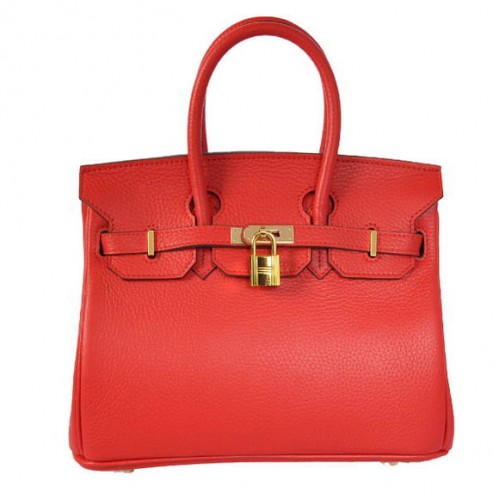 Hermes Birkin 25CM Tote Borse Togo Pelle Rosso Godlen