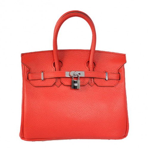 Hermes Birkin 25CM Tote Borse Togo in pelle rosso argento