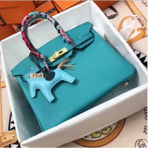 Hermes Birkin 30CM Tote Bag in pelle originale 1788 blu