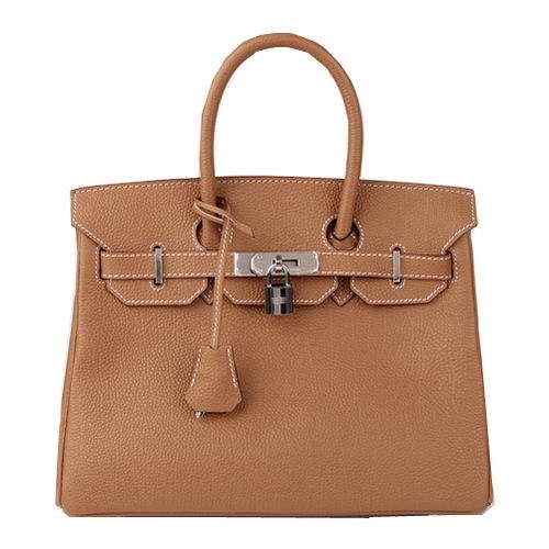Hermes Birkin 30CM Tote Bag Camel pelle originale H30 argento