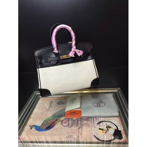 Hermes Birkin 30CM Tote Borse Black&Offwhite H30 Oro