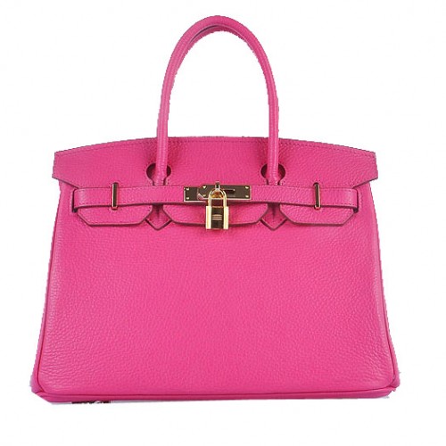 Hermes Birkin 30CM Tote Bags Light Rosy pelle granulosa oro