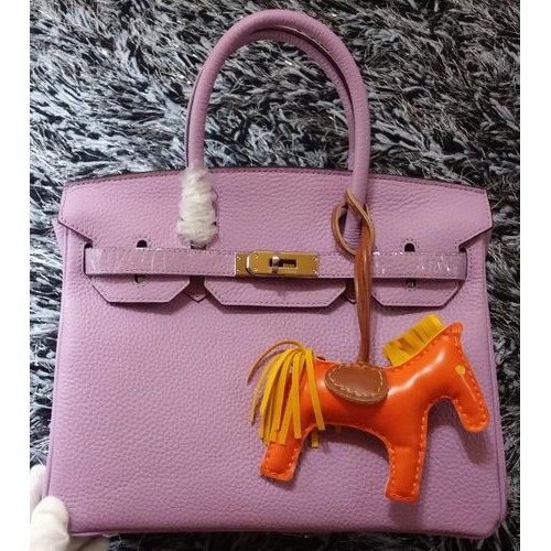 Hermes Birkin 30CM Tote Bags Litchi Pelle Lavanda H30LI