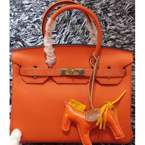 Hermes Birkin 30CM Tote Borse Litchi in pelle H30LI arancione