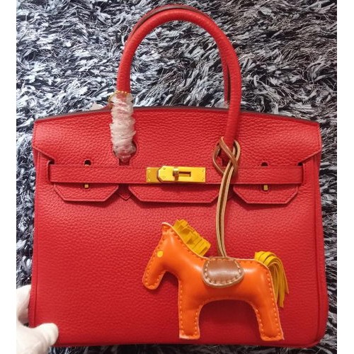 Hermes Birkin 30CM Tote Borse Litchi Pelle H30LI Rosso