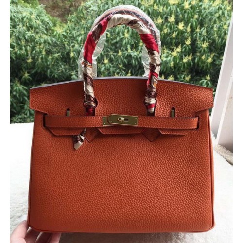 Hermes Birkin 30CM Tote Borse in pelle di vitello arancione BK30 oro