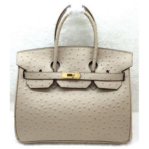 Hermes Birkin 30CM Tote Borse in pelle di struzzo H30LI Albicocca
