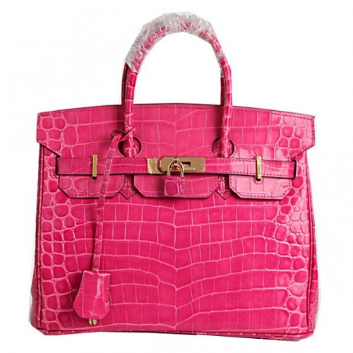 Hermes Birkin 30CM Tote Borse Peach Croco Pelle Oro