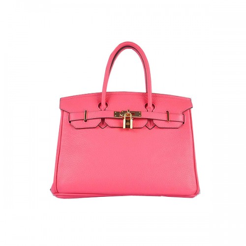 Hermes Birkin 30CM Tote Borse Rosa Clemence Pelle Oro