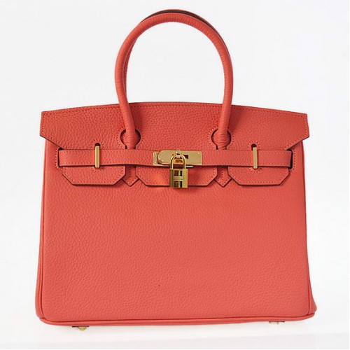 Hermes Birkin 30CM Tote Borse Pompadour Pelle Grana Oro
