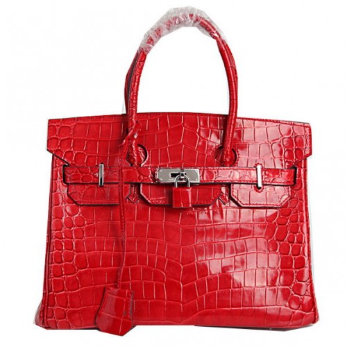 Hermes Birkin 30CM Tote Borse in pelle di cocco rosso iridescente argento