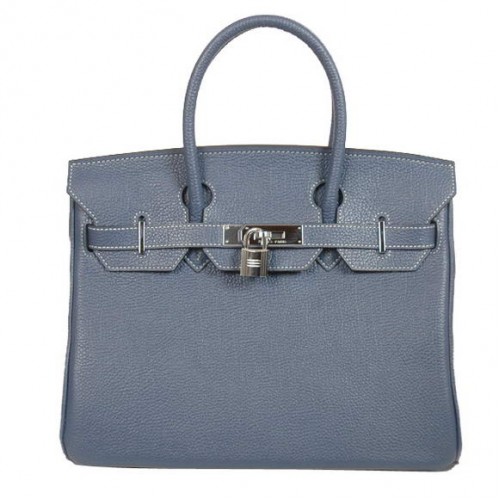 Hermes Birkin 30CM Tote Borse in pelle liscia Togo blu scuro