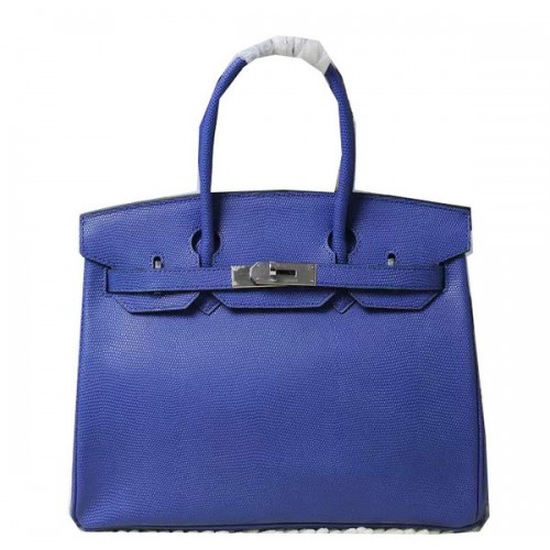 Hermes Birkin 35CM 30CM Tote Bag in pelle di lucertola H35H30 blu