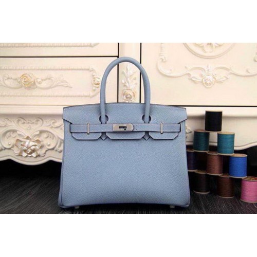 Hermes Birkin 35CM 30CM Tote Bag in pelle originale HB35O blu chiaro