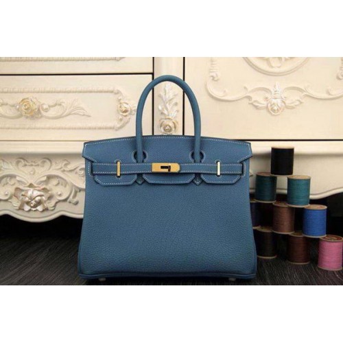 Hermes Birkin 35CM 30CM Tote Bag in pelle originale HB35O SkyBlue