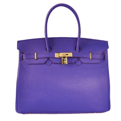 Hermes Birkin 35CM Tote Borse Togo in pelle blu dorato