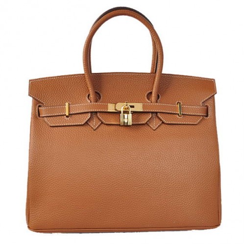 Hermes Birkin 35CM Tote Bags Togo Pelle Dark Oceer Golden