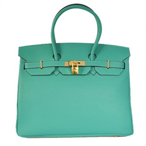 Hermes Birkin 35CM Tote Borse Togo in pelle verde dorato