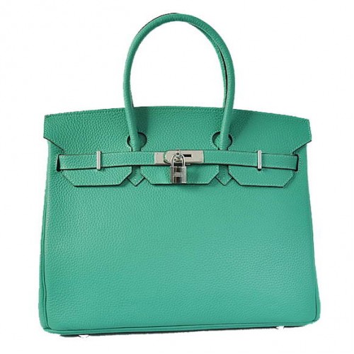 Hermes Birkin 35CM Tote Borse Togo in pelle verde argento