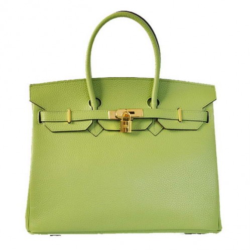 Hermes Birkin 35CM Tote Borse Togo in pelle verde chiaro dorato