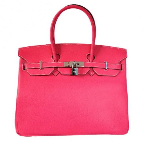 Hermes Birkin 35CM Tote Borse Togo Pelle Mid Peach Argento