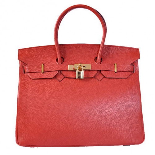 Hermes Birkin 35CM Tote Borse Togo in pelle rossa dorata