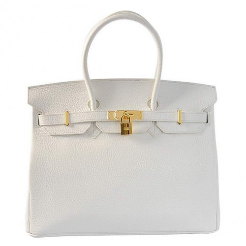 Hermes Birkin 35CM Tote Borse Togo in pelle bianca dorata