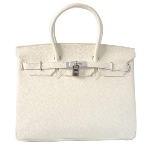Hermes Birkin 35CM Tote Borse Togo in pelle argento bianco
