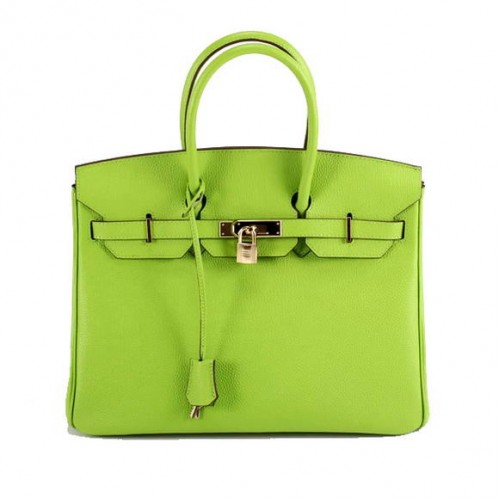 Hermes Birkin 35CM borsa in pelle liscia 6089 verde dorato