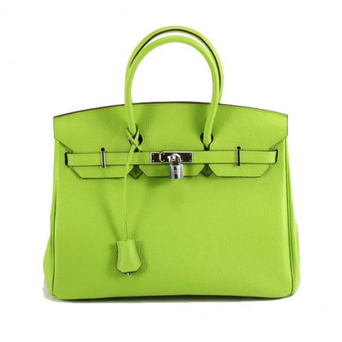 Hermes Birkin 35CM borsa in pelle liscia 6089 argento verde