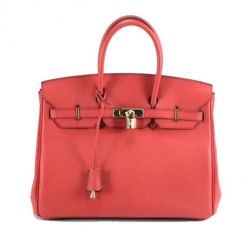 Borsa in pelle liscia Hermes Birkin 35CM 6089 rosso dorato