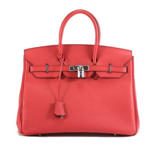 Hermes Birkin 35CM borsa in pelle liscia 6089 rosso argento