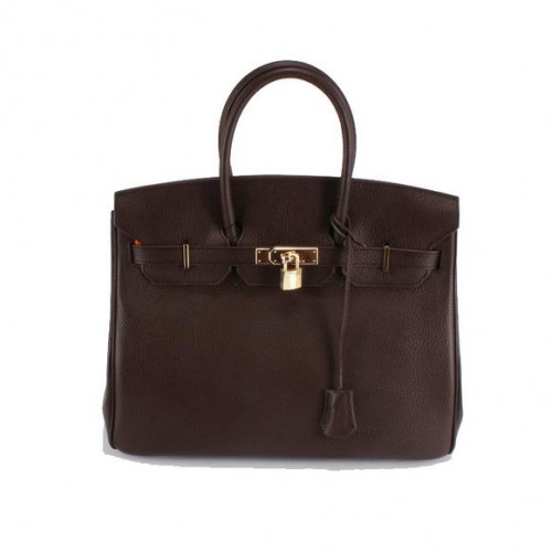 Hermes Birkin 35CM Togo Borsa in pelle 6089 Dark Coffee Golden
