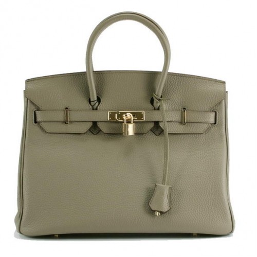 Hermes Birkin 35CM Togo borsa in pelle 6089 grigio scuro dorato