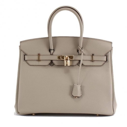 Hermes Birkin 35CM Togo borsa in pelle 6089 grigio chiaro dorato