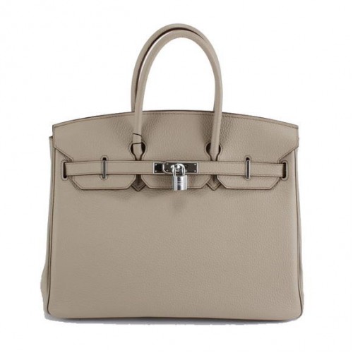 Hermes Birkin 35CM Togo borsa in pelle 6089 argento grigio chiaro