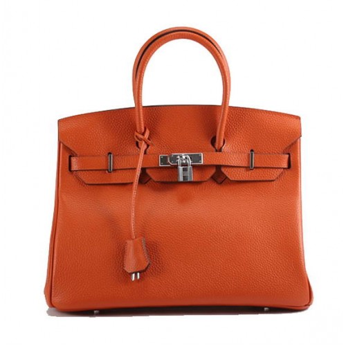 Hermes Birkin 35CM Togo borsa in pelle 6089 arancione argento