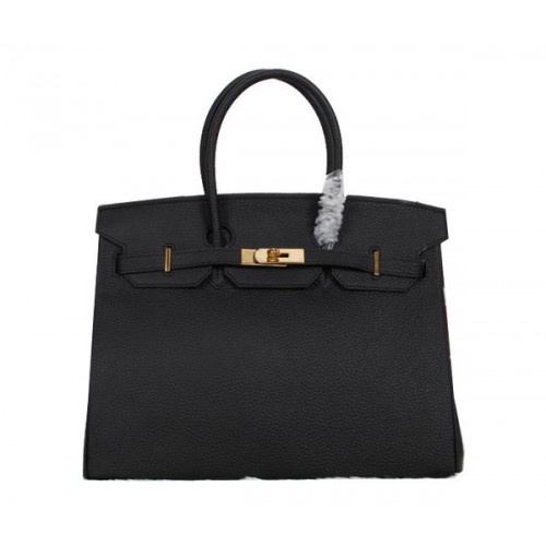 Hermes Birkin 35CM Tote Bag Black Clemence Pelle H35 Oro