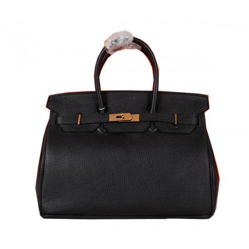 Hermes Birkin 35CM Tote Bag Nero Pelle granulosa originale H35 Oro