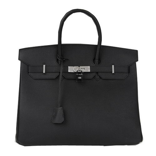 Hermes Birkin 35CM Tote Bag in pelle nera originale H35 argento