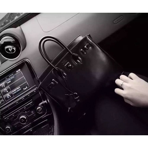 Hermes Birkin 35CM Tote Bag nera in pelle liscia H6089 nero