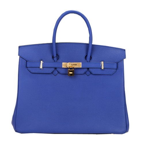 Hermes Birkin 35CM Tote Bag Blu Pelle Originale H35 Oro