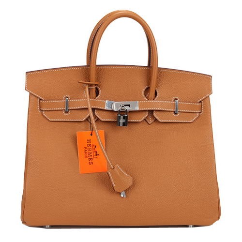 Hermes Birkin 35CM Tote Bag Camel pelle originale H35 argento