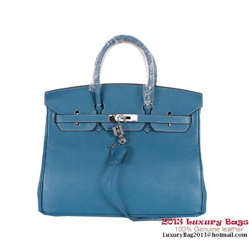 Hermes Birkin 35CM Tote Bag Clemence pelle H-35 blu