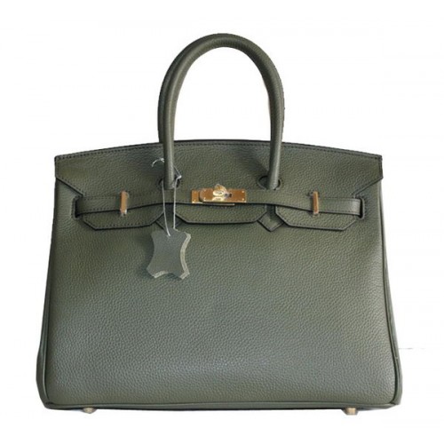 Hermes Birkin 35CM Tote Bag verde scuro Clemence pelle H6089 oro