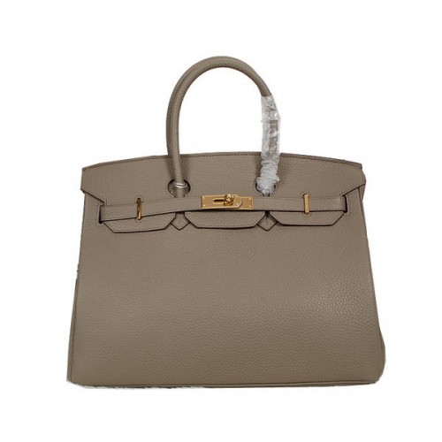 Hermes Birkin 35CM Tote Bag Grigio Pelle Clemence H35 Oro