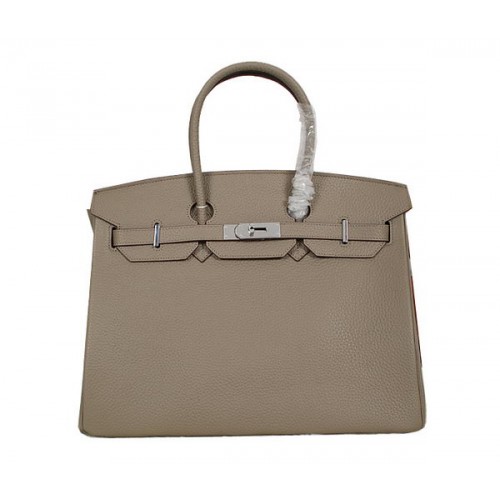 Hermes Birkin 35CM Tote Bag Grigio Pelle Clemence H35 Argento