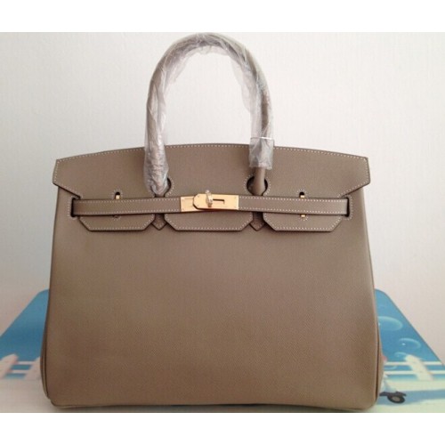 Hermes Birkin 35CM Tote Bag Grigio Pelle Clemence H6089 Oro