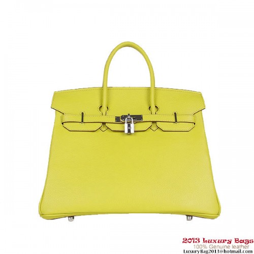 Hermes Birkin 35CM Tote Bag Limone Clemence Pelle H6089 Argento